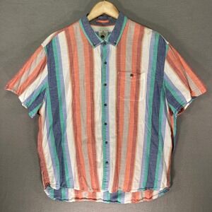 Copper & Oak Striped Shirt Mens XXL Multicolor Short Sleeve Button Up Summer